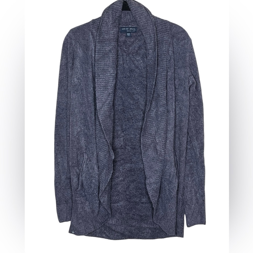 BAREFOOT DREAMS Blue/Gray Cozychic‎ Lite Circle Cardigan Sweater